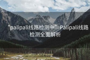 “palipali线路检测中”Palipali线路检测全面解析