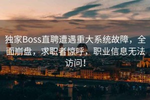 独家Boss直聘遭遇重大系统故障，全面崩盘，求职者惊呼，职业信息无法访问！