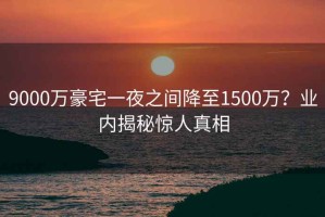 9000万豪宅一夜之间降至1500万？业内揭秘惊人真相