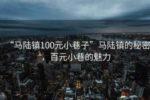 “马陆镇100元小巷子”马陆镇的秘密，百元小巷的魅力