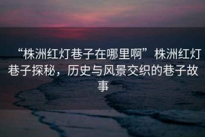 “株洲红灯巷子在哪里啊”株洲红灯巷子探秘，历史与风景交织的巷子故事