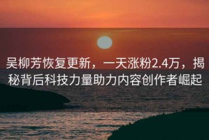 吴柳芳恢复更新，一天涨粉2.4万，揭秘背后科技力量助力内容创作者崛起