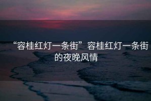 “容桂红灯一条街”容桂红灯一条街的夜晚风情