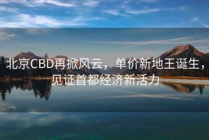 北京CBD再掀风云，单价新地王诞生，见证首都经济新活力