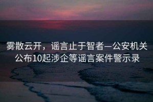 雾散云开，谣言止于智者—公安机关公布10起涉企等谣言案件警示录