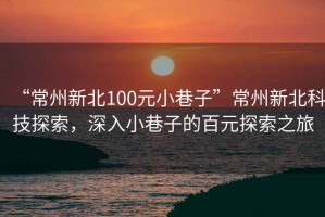 “常州新北100元小巷子”常州新北科技探索，深入小巷子的百元探索之旅