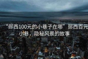 “郧西100元的小巷子在哪”郧西百元小巷，隐秘风景的故事