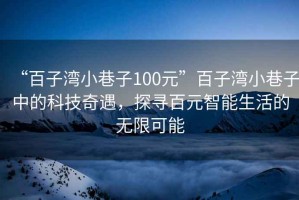 “百子湾小巷子100元”百子湾小巷子中的科技奇遇，探寻百元智能生活的无限可能