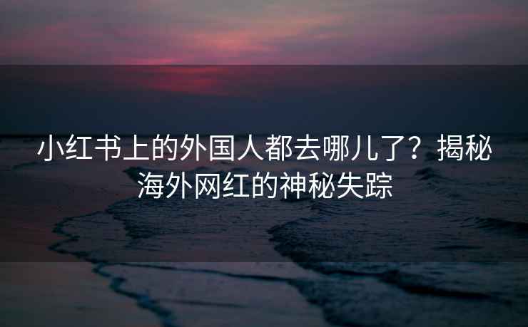 小红书上的外国人都去哪儿了？揭秘海外网红的神秘失踪