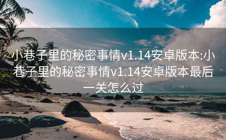 小巷子里的秘密事情v1.14安卓版本:小巷子里的秘密事情v1.14安卓版本最后一关怎么过