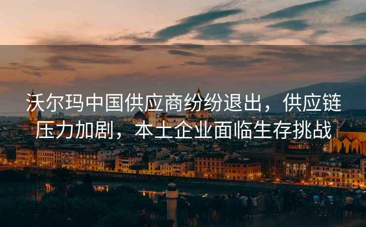 沃尔玛中国供应商纷纷退出，供应链压力加剧，本土企业面临生存挑战