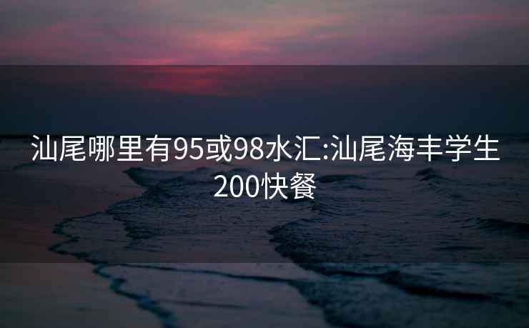 汕尾哪里有95或98水汇:汕尾海丰学生200快餐