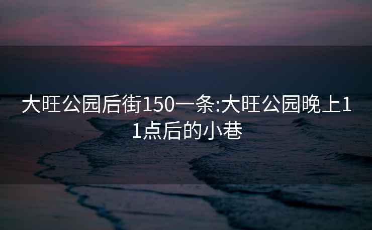 大旺公园后街150一条:大旺公园晚上11点后的小巷