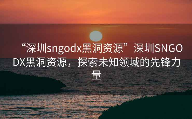 “深圳sngodx黑洞资源”深圳SNGODX黑洞资源，探索未知领域的先锋力量