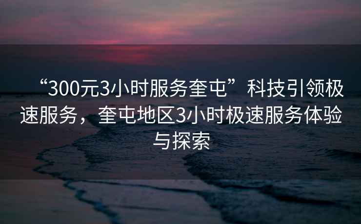 “300元3小时服务奎屯”科技引领极速服务，奎屯地区3小时极速服务体验与探索