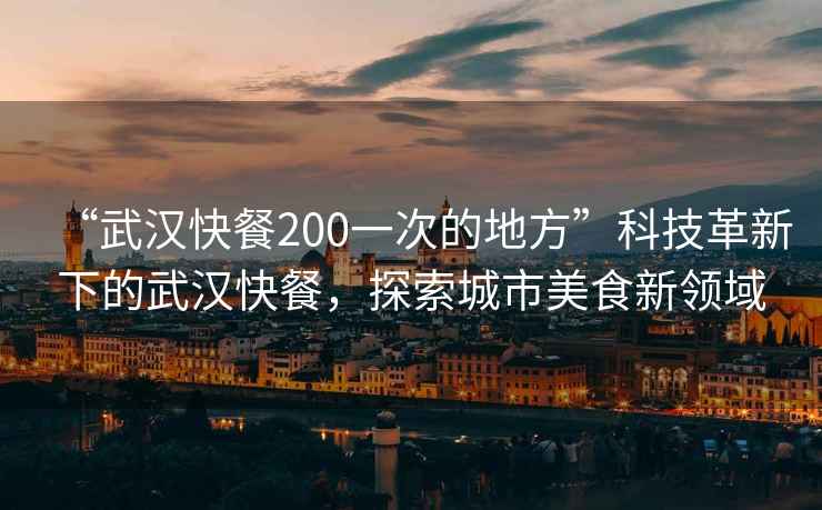 “武汉快餐200一次的地方”科技革新下的武汉快餐，探索城市美食新领域