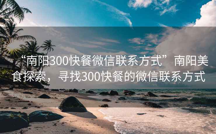 “南阳300快餐微信联系方式”南阳美食探索，寻找300快餐的微信联系方式