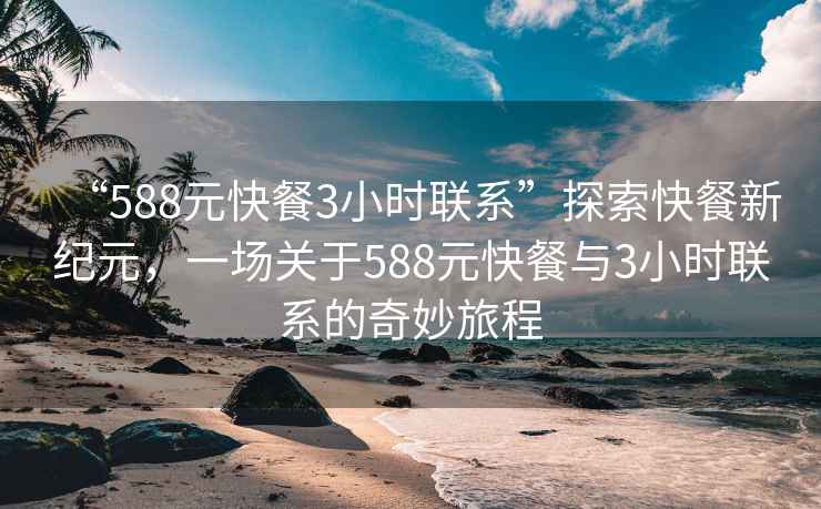 “588元快餐3小时联系”探索快餐新纪元，一场关于588元快餐与3小时联系的奇妙旅程