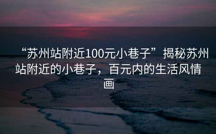 “苏州站附近100元小巷子”揭秘苏州站附近的小巷子，百元内的生活风情画