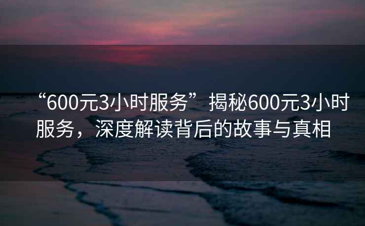 “600元3小时服务”揭秘600元3小时服务，深度解读背后的故事与真相